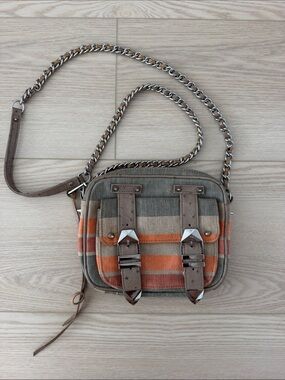 Rebecca Minkoff Striped Canvas Crossbody in Orange, Beige and Taupe